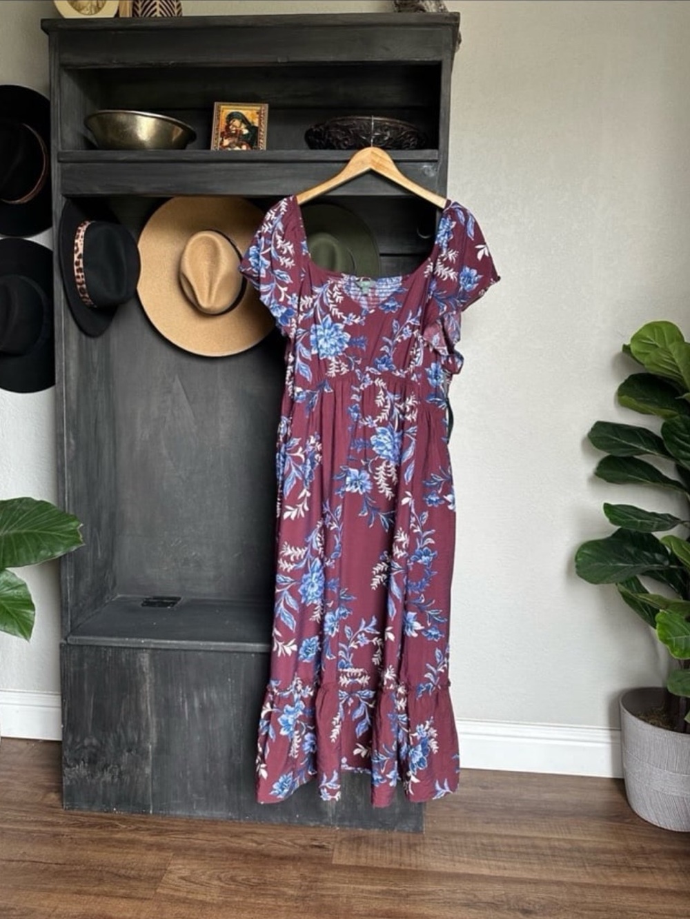 Terra & Sky Womens Plus Size Maxi Dress - Flutter Sleeve Floral Print 3X 24/26